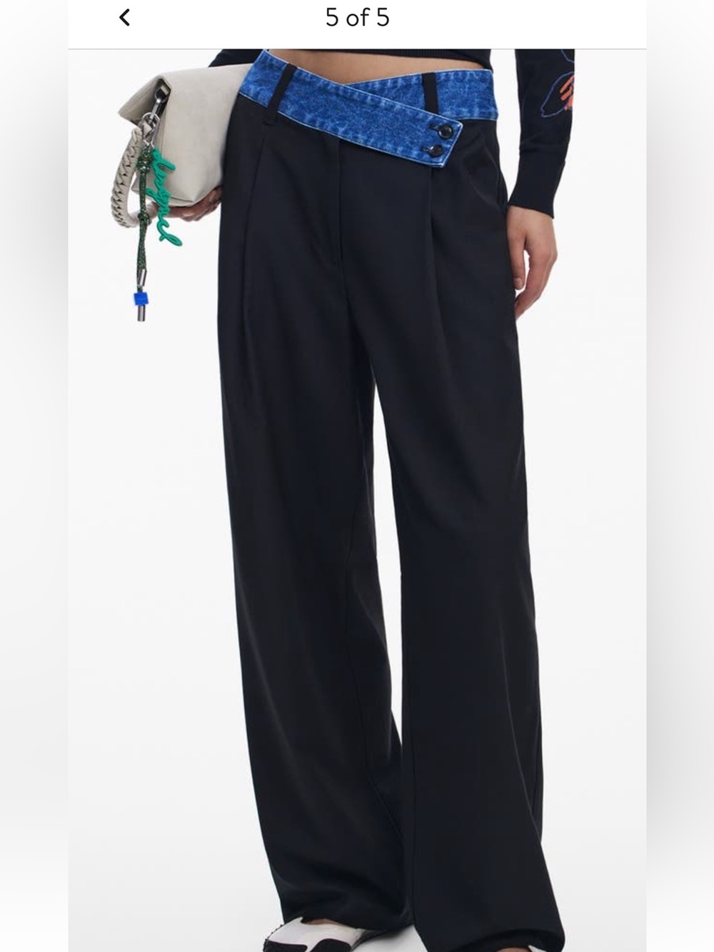Desigual Women’s Black denim waist Wide-Leg Pants - Picture 5 of 5
